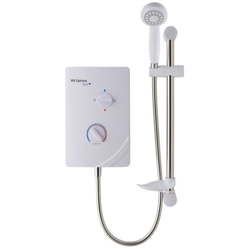 MX Showers Options Solo QI Electric Shower (8.5 kW, White & Chrome) - Clearance.