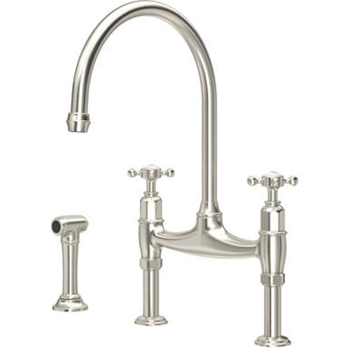 Perrin & Rowe Ionian Kitchen Tap With X-Heads & Rinser (Pewter).