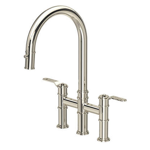 Perrin & Rowe Armstrong Kitchen Tap With Lever Handles & Rinser (Nickel).