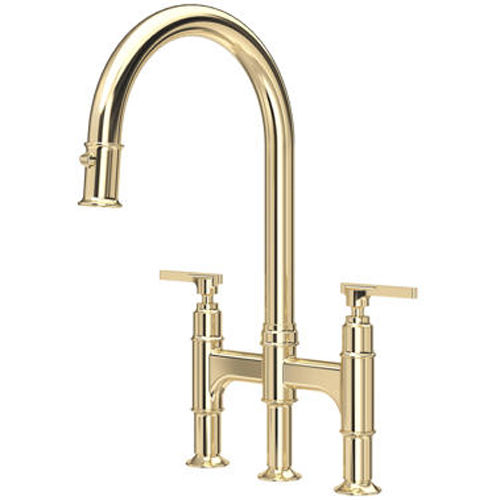 Perrin & Rowe Southbank Kitchen Tap With Lever Handles & Rinser (Gold).