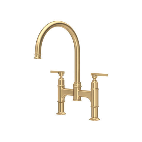 Perrin & Rowe Southbank Kitchen Tap With Lever Handles (Satin Brass).