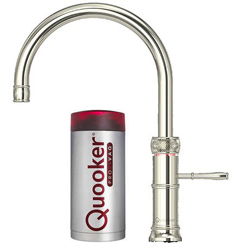 Quooker Classic Round Boiling Water Kitchen Tap. COMBI (Nickel).