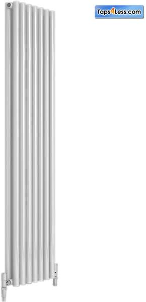 Reina Radiators Round Double Vertical Radiator (White). 413x1800mm.