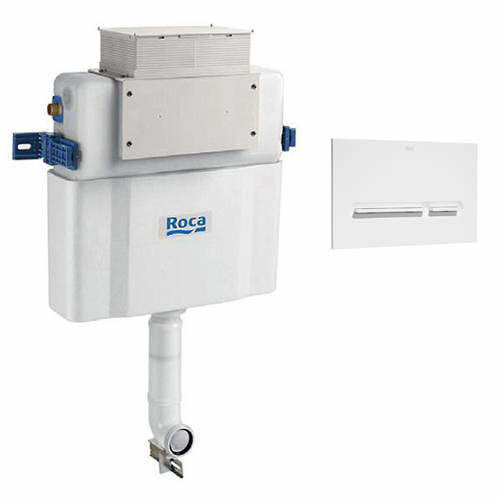 Roca Frames Low Height Concealed Cistern & PL5 Dual Flush Panel (White).