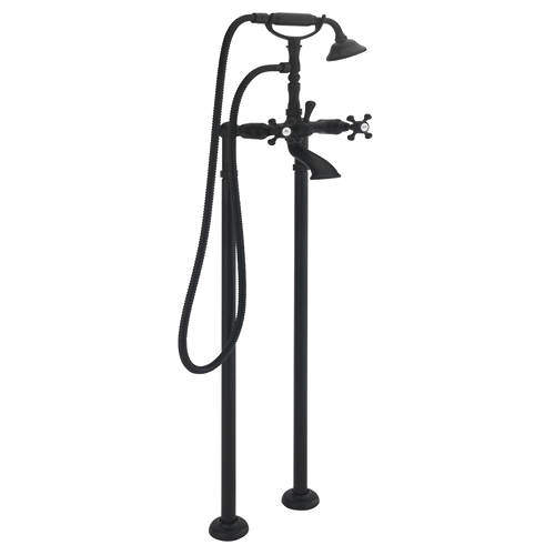 Tre Mercati Allora Floor Standing Bath Shower Mixer Tap & Kit (Matt Black).