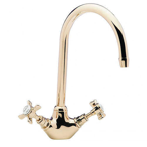 Tre Mercati Florence Dual Flow Mono Sink Mixer Kitchen Tap (Antique Gold).