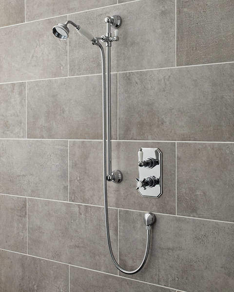 Ultra Showers Traditional Thermostatic Shower Valve With Slide Rail Kit (Chrome).