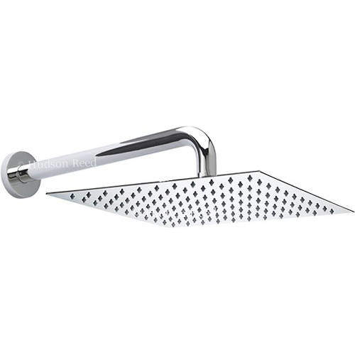 Hudson Reed Showers Square Shower Head With Arm 200x200mm.