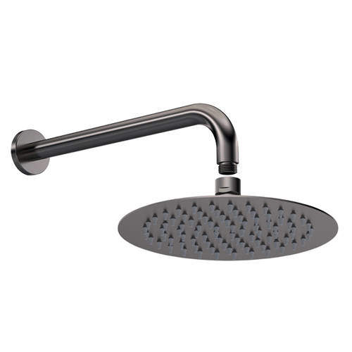 Nuie Showers Round Shower Head & Wall Mounting Arm (Gun Metal).