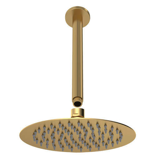 Nuie Showers Round Shower Head & Ceiling Mounting Arm (Br Brass).