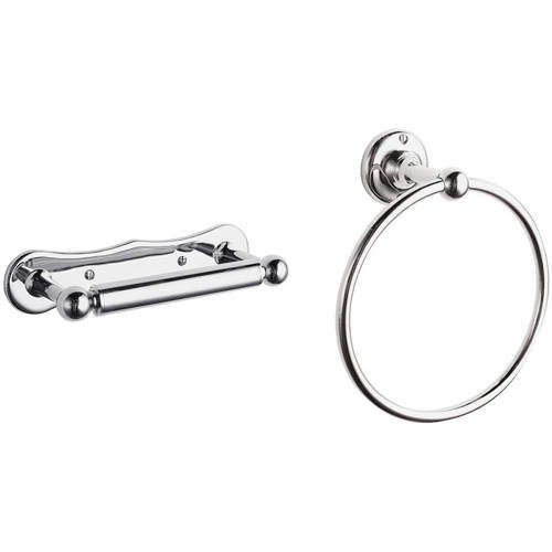 Ultra Accessories Toilet Roll Holder & Towel Ring Pack (Chrome).