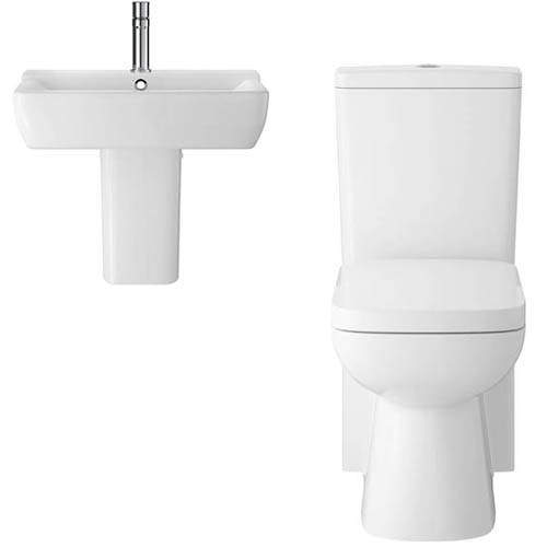 Hudson Reed Ceramics Arlo Compact Toilet With Basin & Semi Pedestal.