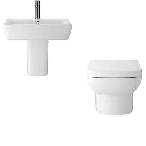 Hudson Reed Ceramics Arlo Wall Hung Toilet With Basin & Semi Pedestal.