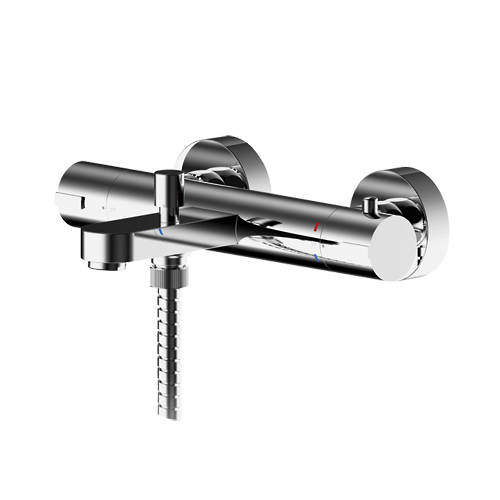 Nuie Arvan Wall Mounted Thermostatic Bath Shower Mixer Tap (Chrome).
