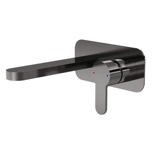 Nuie Arvan Wall Mounted Basin Mixer Tap With Blackplate (Br Gun Metal).