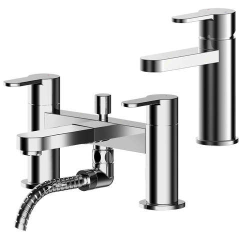 Nuie Arvan Basin & Bath Shower Mixer Tap Pack (Chrome).