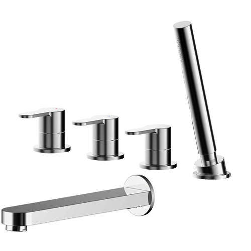 Nuie Arvan 4 Hole Bath Shower Mixer Tap & Bath Spout (Chrome).