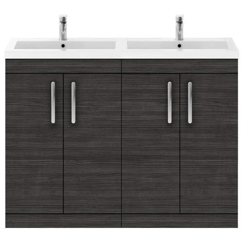 Nuie Furniture Vanity Unit With 4 x Doors & Double Basin (Hacienda Black).