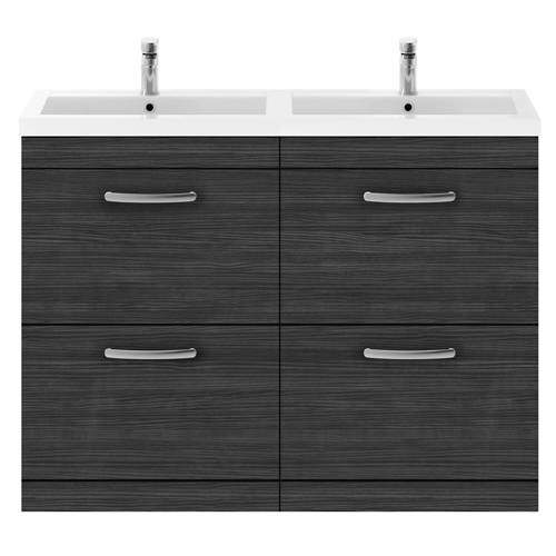 Nuie Furniture Vanity Unit With 4 x Drawers & Double Basin (Hacienda Black).