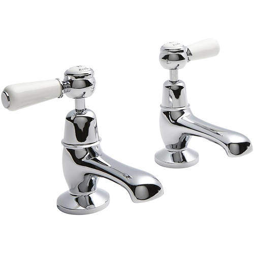 Hudson Reed Topaz Basin Taps With Ceramic Lever Handles (White & Chrome).