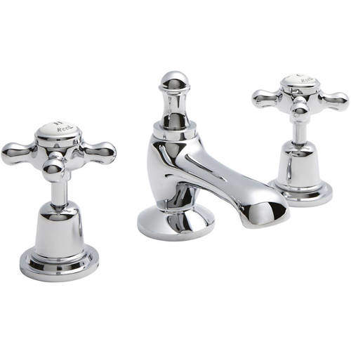 Hudson Reed Topaz Basin Mixer Tap With Crosshead Handles (White & Chrome).