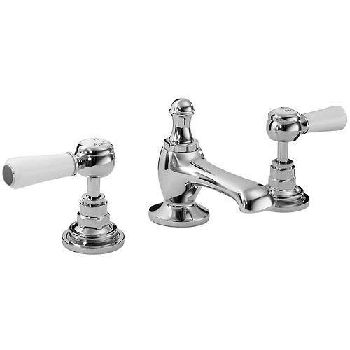 Hudson Reed Topaz Basin Mixer Tap With Ceramic Lever Handles (White & Chrome).