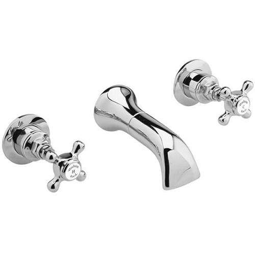 Hudson Reed Topaz Wall Mounted Basin Mixer Tap (White & Chrome).