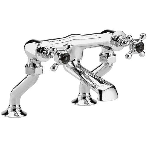 Hudson Reed Topaz Bath Filler Tap With Crosshead Handles (Black & Chrome).