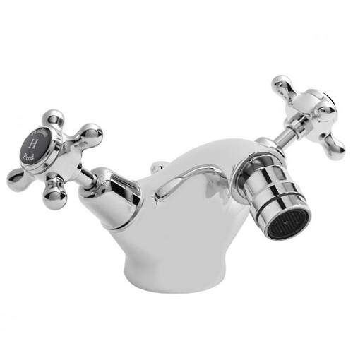 Hudson Reed Topaz Bidet Mixer Tap With Crosshead Handles (Black & Chrome).