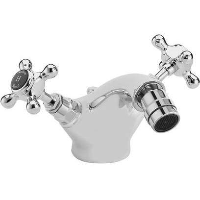 Hudson Reed Topaz Bidet Mixer Tap With Crosshead Handles (Black & Chrome).