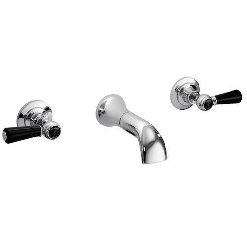 Hudson Reed Topaz Wall Mounted Basin Mixer Tap (Black & Chrome).