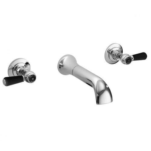 Hudson Reed Topaz Wall Mounted Basin Mixer Tap (Black & Chrome).