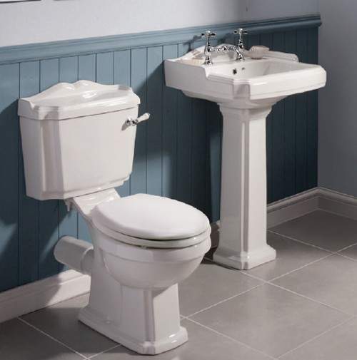 Traditional Toilet With Cistern, Basin & Pedestal. Ultra Beresford UBERESFORD4P