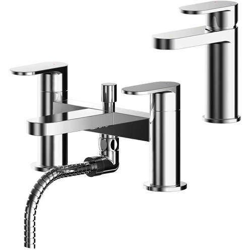 Nuie Binsey Basin & Bath Shower Mixer Tap Pack (Chrome).