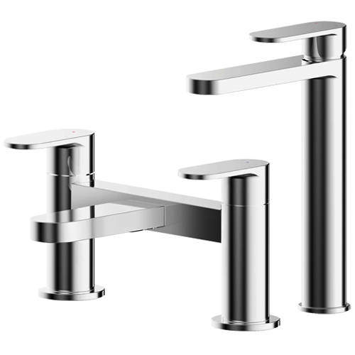 Nuie Binsey Tall Basin & Bath Filler Tap Pack (Chrome).