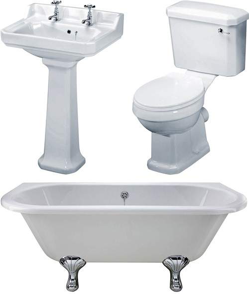 Hudson Reed Suites BTW 1700mm Double Ended Bath With Toilet & Basin.