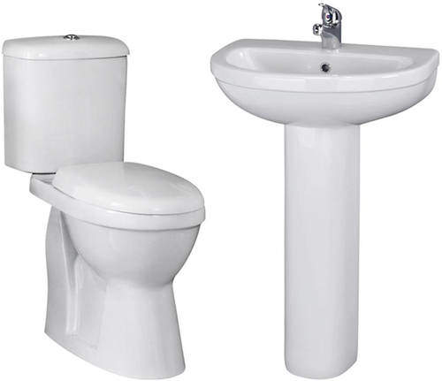 Nuie Ivo Suite With Toilet, 550mm Basin & Full Pedestal (1TH).