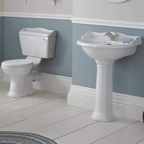 Old London Chancery Toilet With Basin & Pedestal (1 Tap Hole, 500mm).