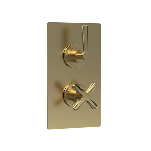 Nuie Aztec Thermostatic Shower Valve With Diverter (2 Outlets, Brushed Brass).