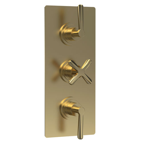 Nuie Aztec Thermostatic Shower Valve (2 Outlets, Brushed Brass).