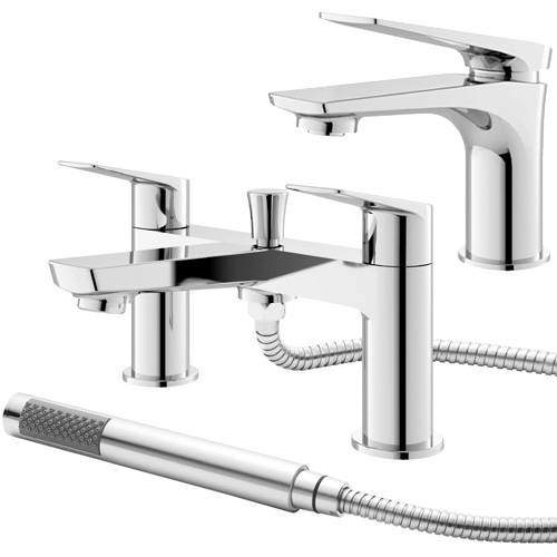 HR Drift Mono Basin & Bath Shower Mixer Tap Pack (Chrome).