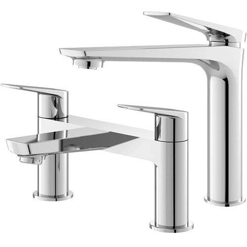 HR Drift Tall Basin & Bath Filler Tap Pack (Chrome).