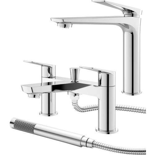 HR Drift Tall Basin & Bath Shower Mixer Tap Pack (Chrome).