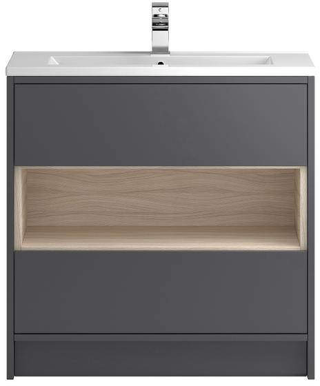 HR Coast Floor Standing 800mm Vanity Unit & Basin Type 2 (Grey Gloss).