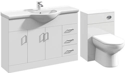 Italia Furniture 1200mm Vanity Unit With Basin Type 1 & 500mm WC Unit (White)