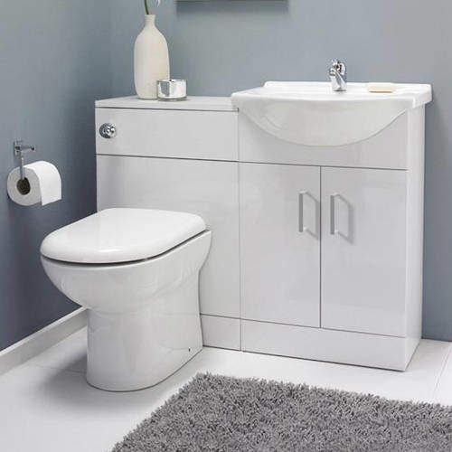 Italia Furniture Vanity Pack With Pan & Curved Basin 1050mm (RH, White).