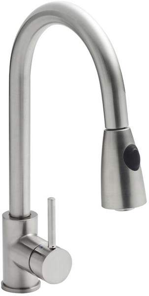Kitchen Pull Out Spray Kitchen Tap (Brushed Steel).
