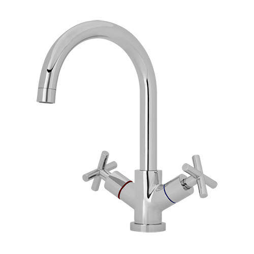 Kitchen Mono Kitchen Tap With Crosshead Handles (Chrome).