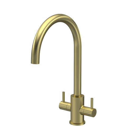 Nuie Lachen Mono Kitchen Tap With Dual Handles (Brushed Brass).