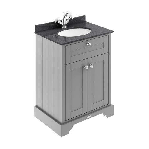 Old London Furniture Vanity Unit, Basin & Black Marble 600mm (Grey, 1TH).